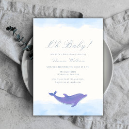 Blue Oh Baby Beach Ocean Dolphin Baby Dusche Einladung