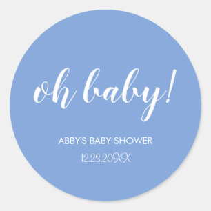 Blue Oh Baby Dusche Runder Aufkleber