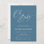 Blue Oh Baby Shower Invitation Einladung (Vorderseite)