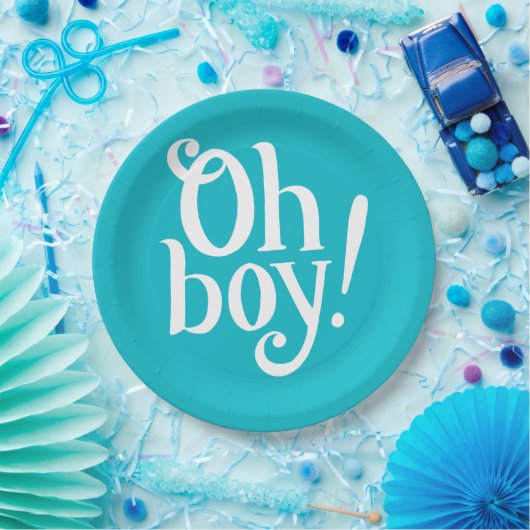 Blue Oh Boy! Babyparty Pappteller (Party)
