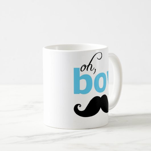 Blue Oh Boy Mustache Statement-Tasse Kaffeetasse (VorderseiteRechts)