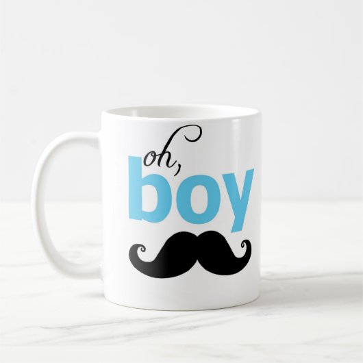 Blue Oh Boy Mustache Statement-Tasse Kaffeetasse (Links)