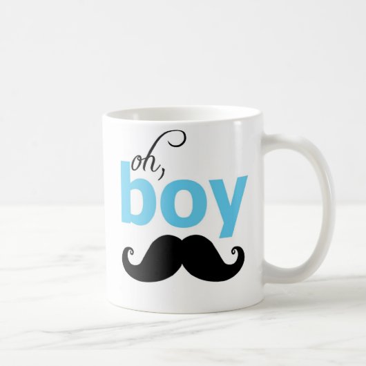 Blue Oh Boy Mustache Statement-Tasse Kaffeetasse (Rechts)