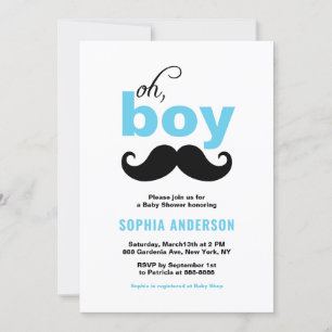 Blue Oh, es ist eine Boy Mustache Baby Shower Einl Einladung