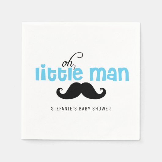 Blue Oh Little Man Mustache Custom Baby Dusche Serviette (Vorderseite)