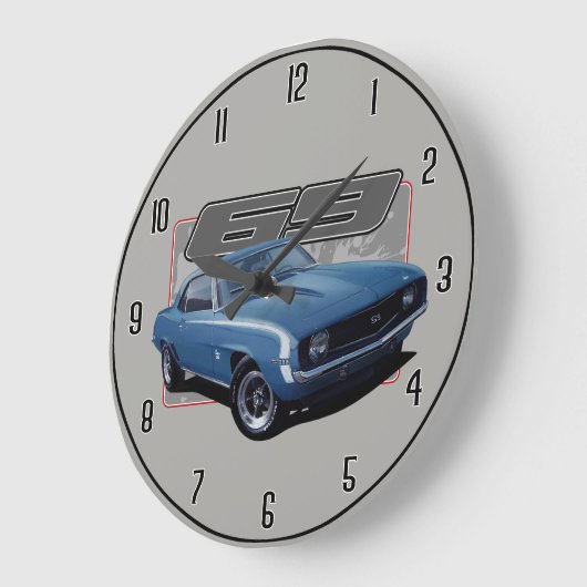 Blue Old Camaro Splash Große Wanduhr (Winkel)