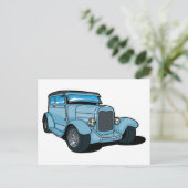 Blue Old Car Postkarte (Stehend Vorderseite)