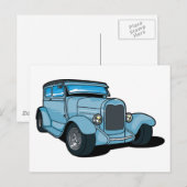Blue Old Car Postkarte (Vorne/Hinten)