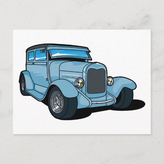 Blue Old Car Postkarte (Vorderseite)