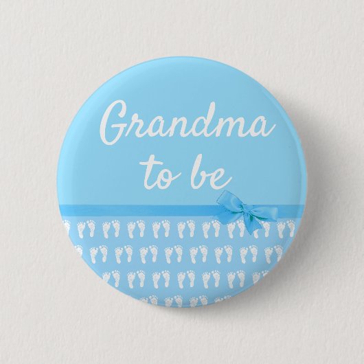 Blue Oma zu Footprints Baby Showknopf Button (Vorderseite)