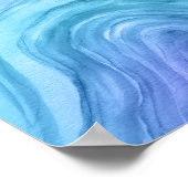 Blue Ombre Abstrakt Agate II Wasserfarben Kunst Poster (Ecke)