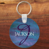 Blue Ombre Abstrakt | Aquamarines Violett Lila Mon Schlüsselanhänger (Vorderseite)