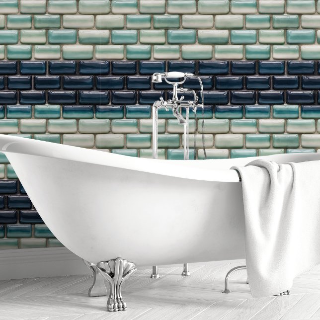Blue Ombre Brick Tile Tapete (Von Creator hochgeladen)
