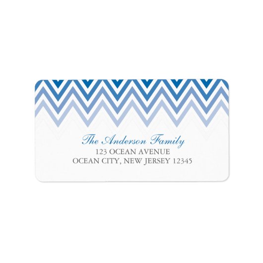Blue Ombre Chevrons Adressaufkleber (Vorne)