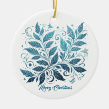 Blue Ombre Filigree Leaf Muster