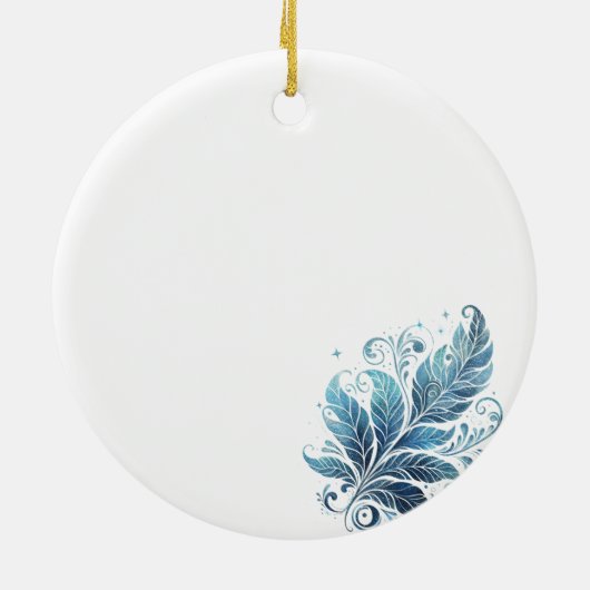 Blue Ombre Filigree Leaf Muster Keramik Ornament (Hinten)