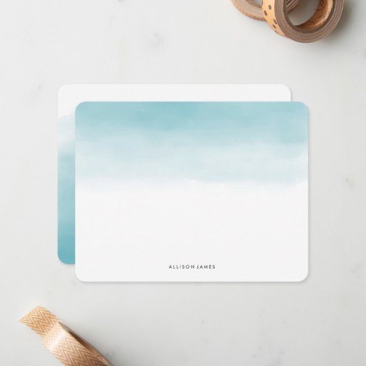 Blue Ombre Flat Mitteilungskarten (Vorderseite/Rückseite Beispiel)