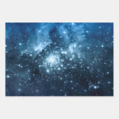 Blue Ombre Funkelnd Stars Celestial Mix Geschenkpapier Set (Vorderseite 3)