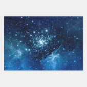 Blue Ombre Funkelnd Stars Celestial Mix Geschenkpapier Set (Vorderseite 2)