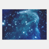 Blue Ombre Funkelnd Stars Celestial Mix Geschenkpapier Set (Vorderseite)