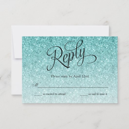 Blue Ombre Glitzer Birthday Repcard RSVP Karte (Vorderseite)