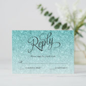 Blue Ombre Glitzer Birthday Repcard RSVP Karte (Stehend Vorderseite)