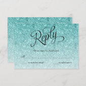 Blue Ombre Glitzer Birthday Repcard RSVP Karte (Vorne/Hinten)