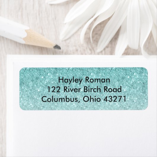 Blue Ombre Glitzer Custom Print Address Label (Insitu)