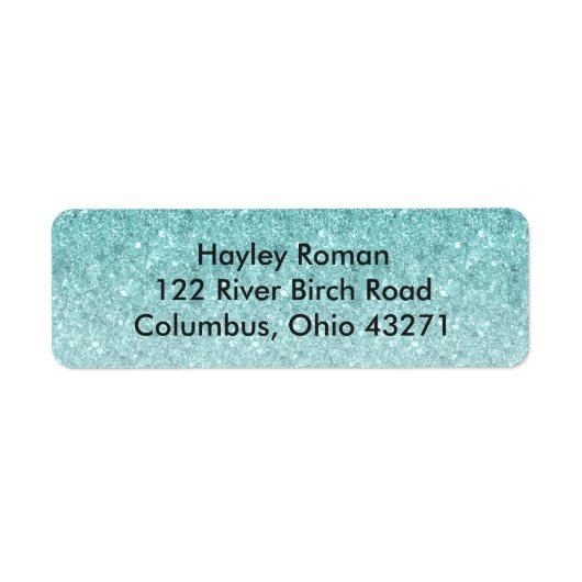 Blue Ombre Glitzer Custom Print Address Label (Vorne)