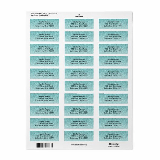 Blue Ombre Glitzer Custom Print Address Label (Vorne)
