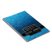 Blue Ombre Glitzer Glitzern Schwarz-weiß Monogram Notizblock (Rechte Seite)