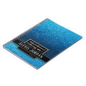 Blue Ombre Glitzer Glitzern Schwarz-weiß Monogram Notizblock (Linke Seite)