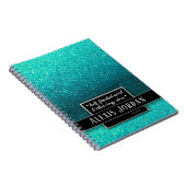 Blue Ombre Glitzer Glitzern Schwarz-weiß Monogram Notizblock (Rechte Seite)