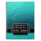 Blue Ombre Glitzer Glitzern Schwarz-weiß Monogram Notizblock (Vorderseite)