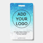 Blue ombre Glitzer Marmor Logo Mitarbeiter Foto Ausweis (Rückseite)