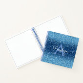 Blue Ombre Glitzer und Monogram Sketchbook Notizblock (Innenseite)