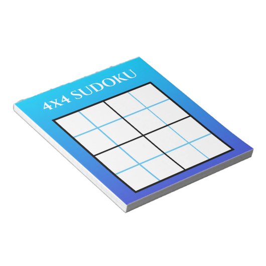 Blue Ombre Gradient 4x4 Sudoku Grid Template Notizblock (angewinkelt)