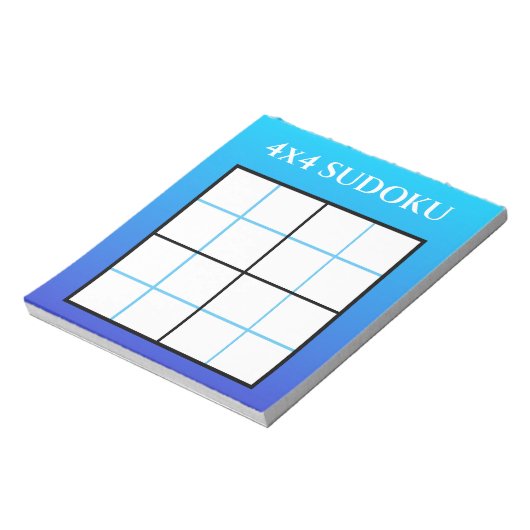 Blue Ombre Gradient 4x4 Sudoku Grid Template Notizblock (Rotiert)