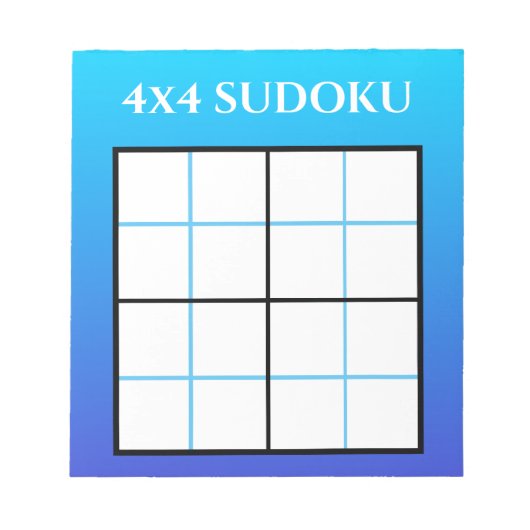 Blue Ombre Gradient 4x4 Sudoku Grid Template Notizblock (Vorderseite)