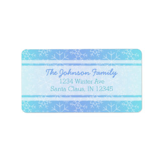 Blue Ombre Hand Drawn Snowflake Address Labels Adressaufkleber