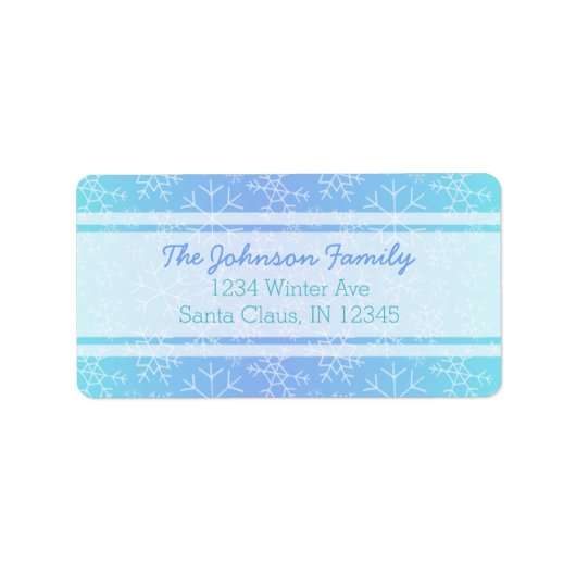 Blue Ombre Hand Drawn Snowflake Address Labels Adressaufkleber (Vorne)