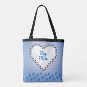 Blue Ombre Heart Paw druckt Custom Dog Mama Tasche (Rückseite)