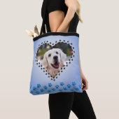 Blue Ombre Heart Paw druckt Custom Dog Mama Tasche (Von Nahem)