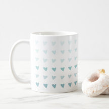 Blue Ombre Heart Valentines Liebe Tasse