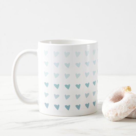 Blue Ombre Heart Valentines Liebe Tasse (Mit Donut)