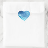 Blue Ombre Inkblot Spritzer Wasserfarbmuster Herz-Aufkleber (Tasche)