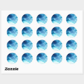 Blue Ombre Inkblot Spritzer Wasserfarbmuster Runder Aufkleber (Blatt)