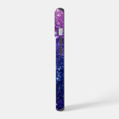 Blue Ombre Lila Glitzer Girly iPhone 15 Hülle (Linke Seite)