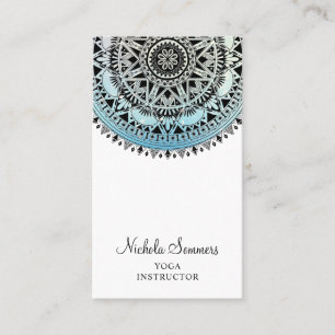 Blue Ombre Mandala Yoga Instructor Business Card Visitenkarte