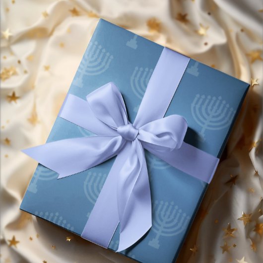 Blue Ombre Menorah Geschenkpapier